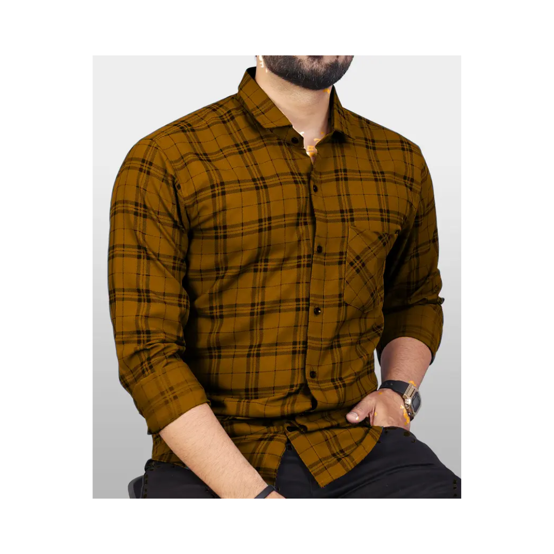HKV FASHION Men Regular Fit Checkered Spread Collar Casual Shirt
